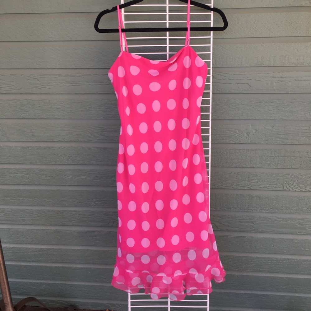 💕City Triangles fuchsia w/white polka dots dress